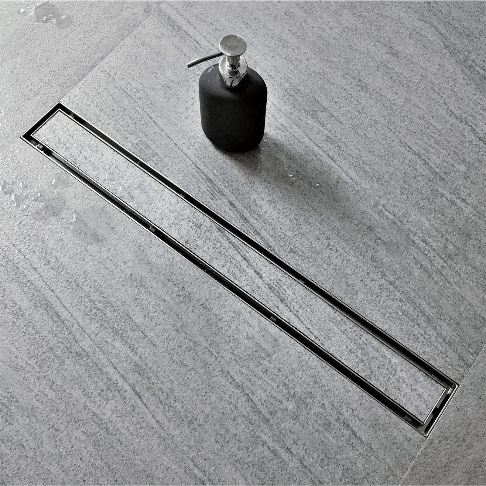 Neodrain 48-inch linear shower drain with tile insert grate for seamless flooring