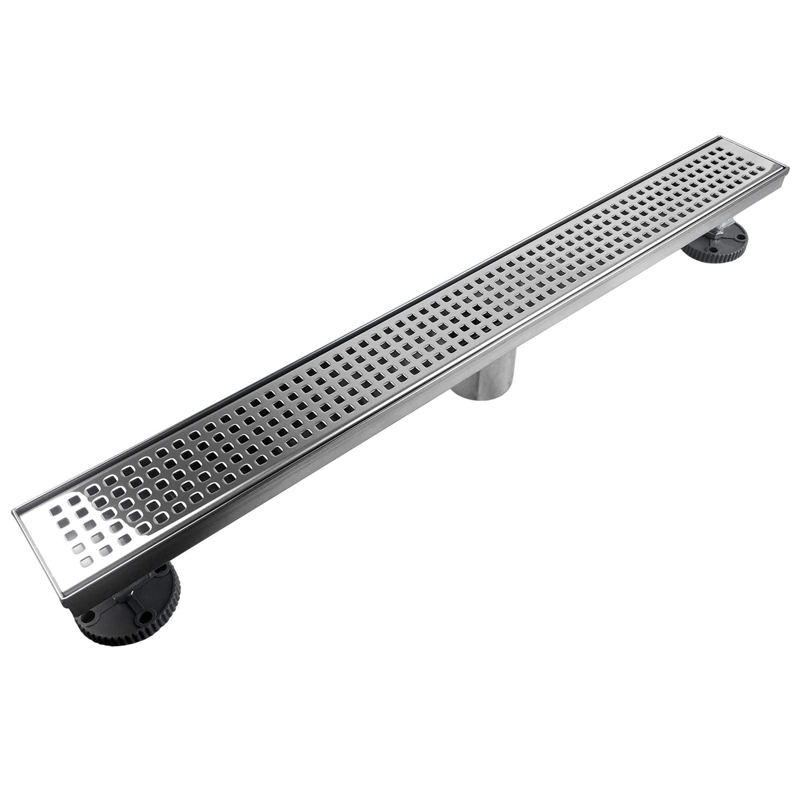 Neodrain Chrome 24-inch linear shower drain shown in a modern bathroom setting