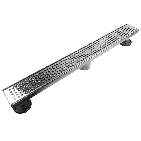 Neodrain Chrome 24-inch linear shower drain shown in a modern bathroom setting