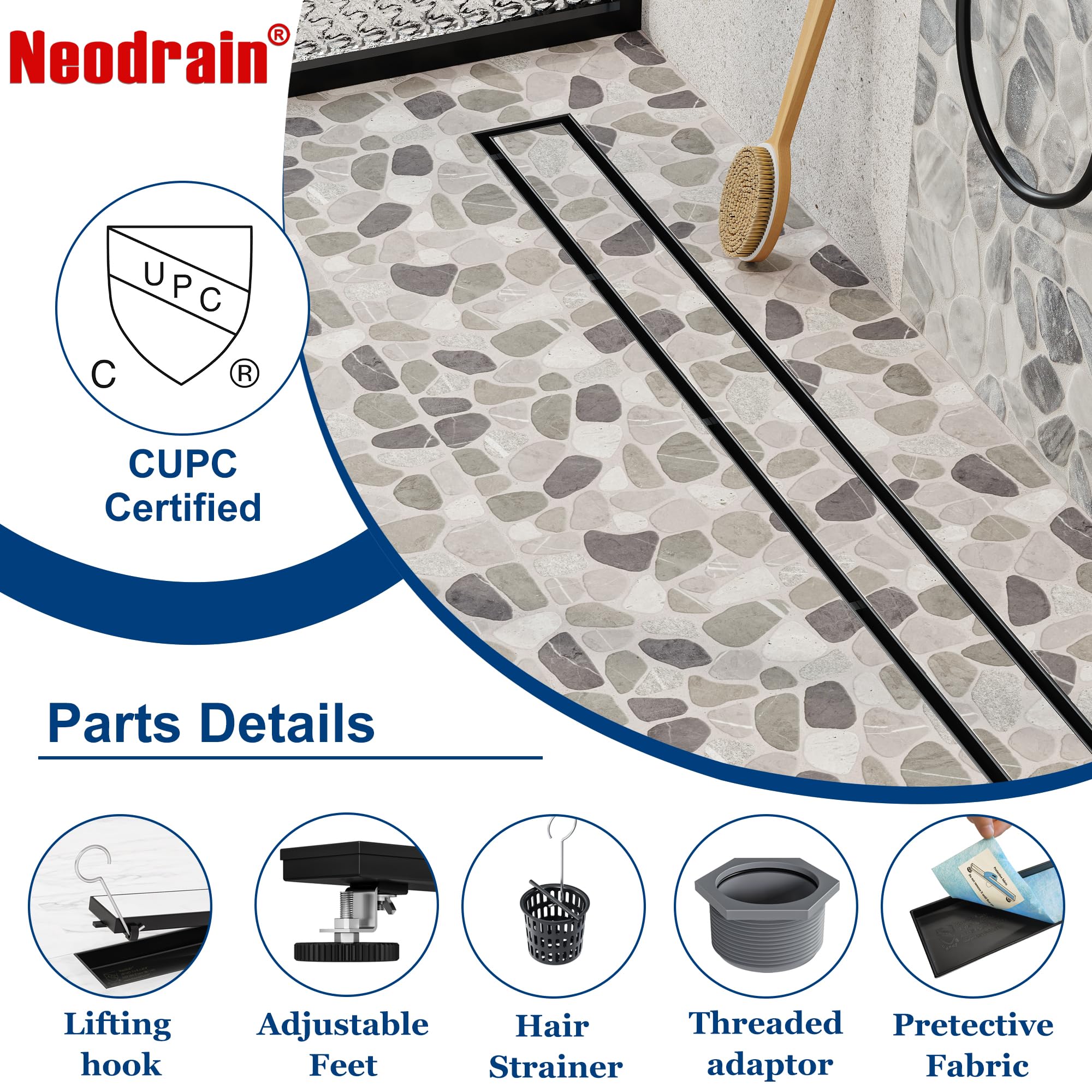 Neodrain deep slope design promotes fast drainage and less standing water.