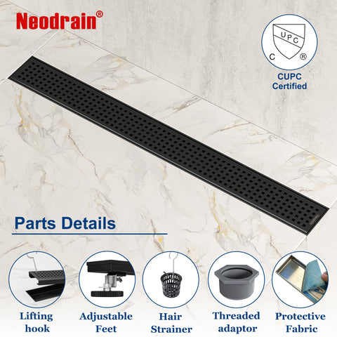 Neodrain removable from both sides for quick grate access