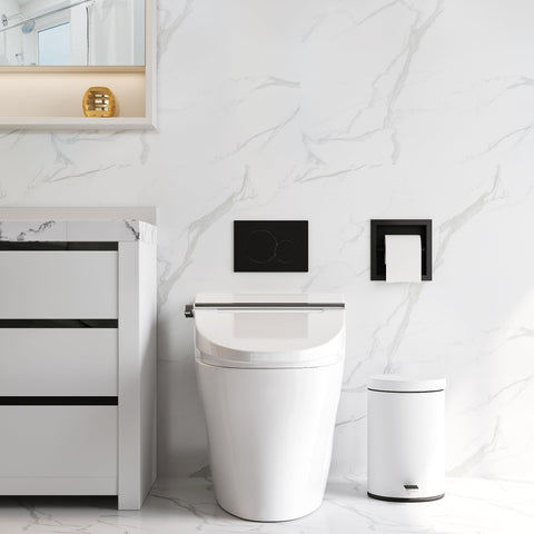 Neodrain recessed holder creates a tidy, minimalist bathroom.