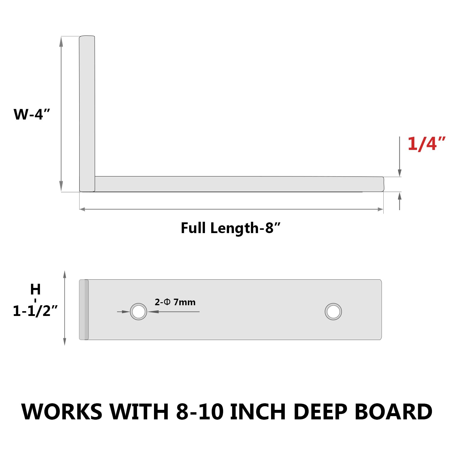NEODROP floating L-bracket side view shows sleek, low-profile design for open space.