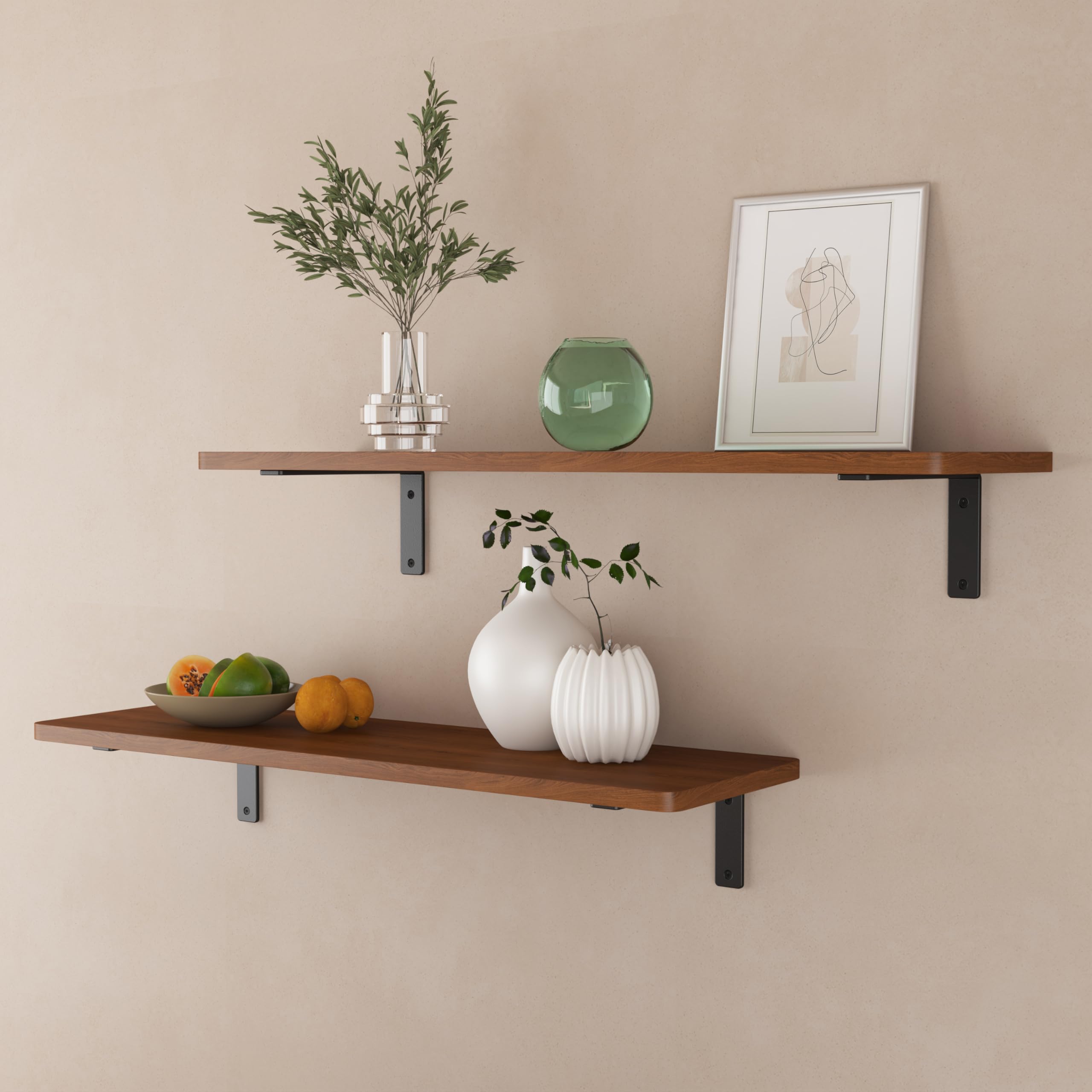 NEODROP wall-stud mounting brackets provide solid support for heavy shelves.