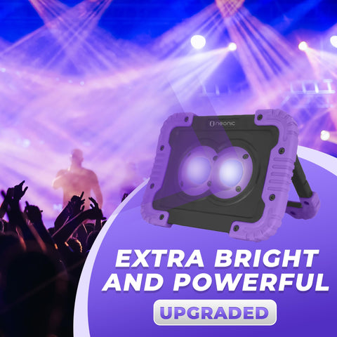 Neonic rugged UV black light with full-body armor for outdoor use.