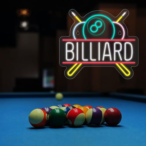 NEONLAND billiards sign includes hanging chain for quick mounting