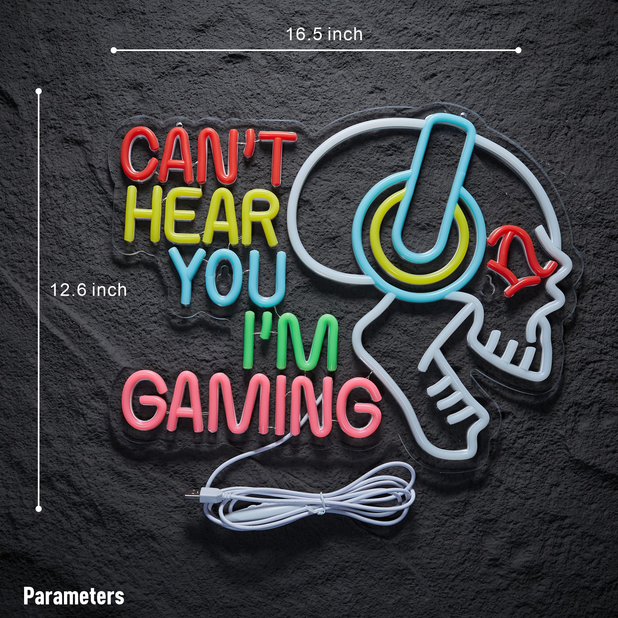 Neonland gaming sign bedroom decor adding a playful focal point.