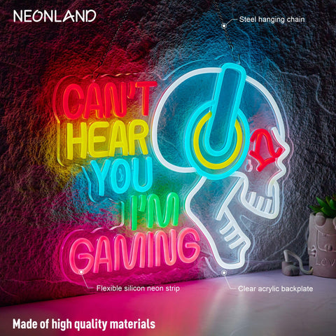 Neonland gaming sign dimmer control enables mood lighting options.