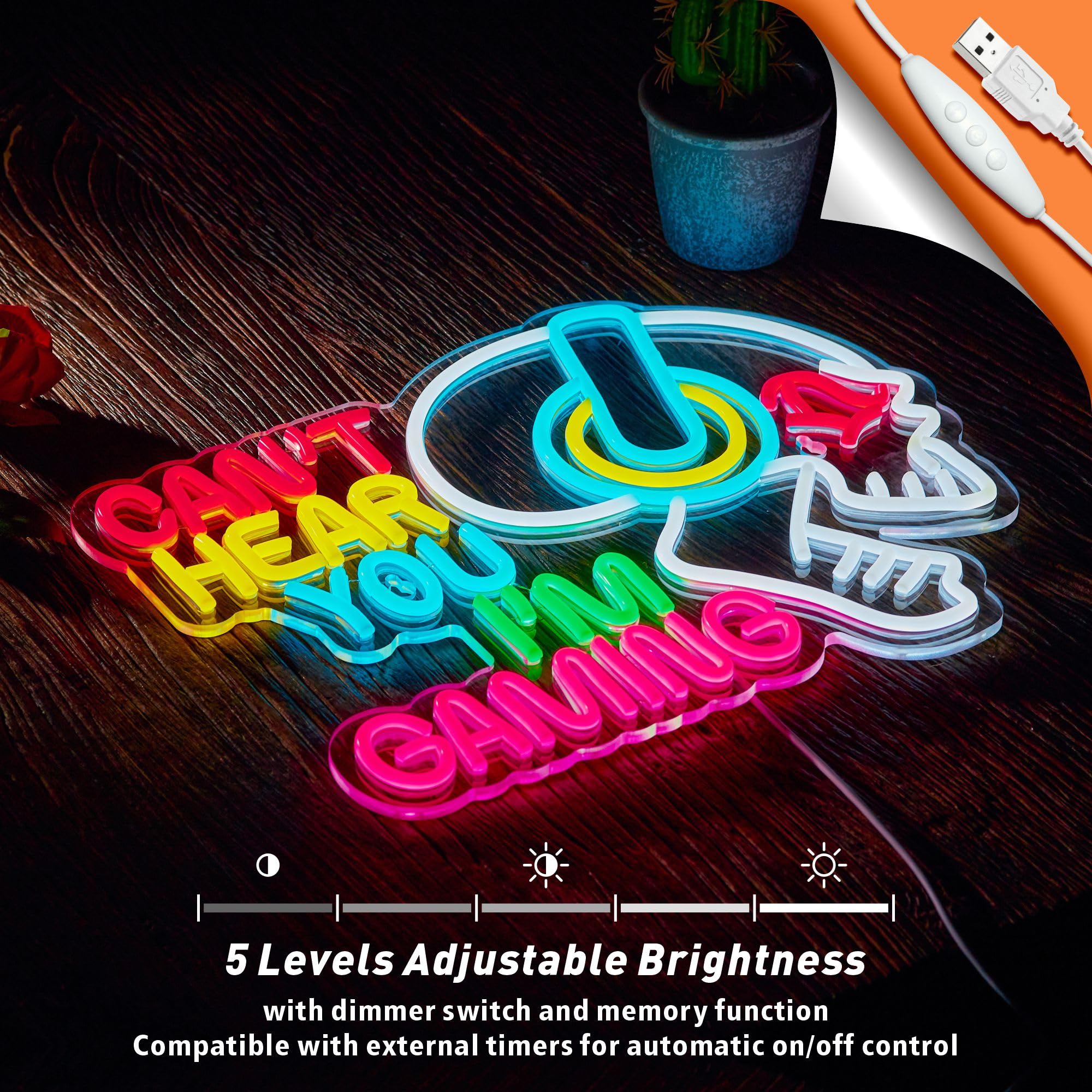 Neonland gaming sign timer-compatible for scheduled display.