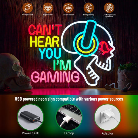Neonland gaming sign USB powered for flexible placement anywhere.