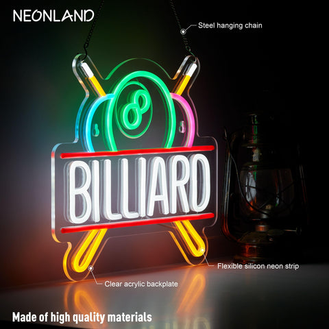 NEONLAND LED billiards sign USB-powered for easy setup