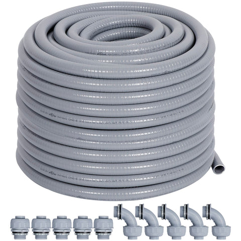 Neorexon liquid-tight conduit kit 100ft with 10 connectors for versatile wiring.
