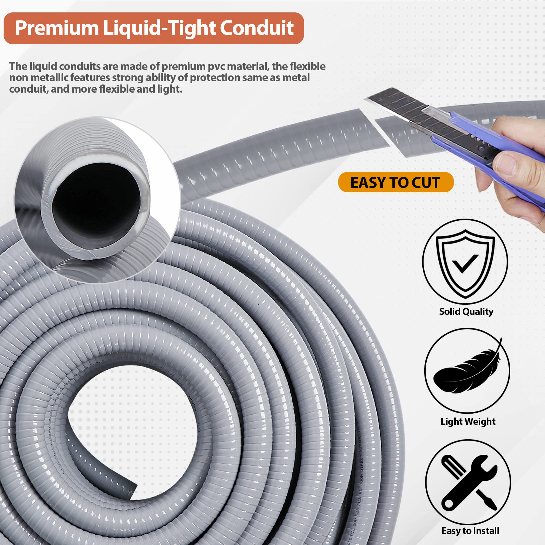 Neorexon straight fittings enable quick, tool-free conduit assembly in tight spaces