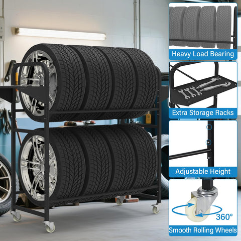 Neorexon tire storage rack casters for easy movement.