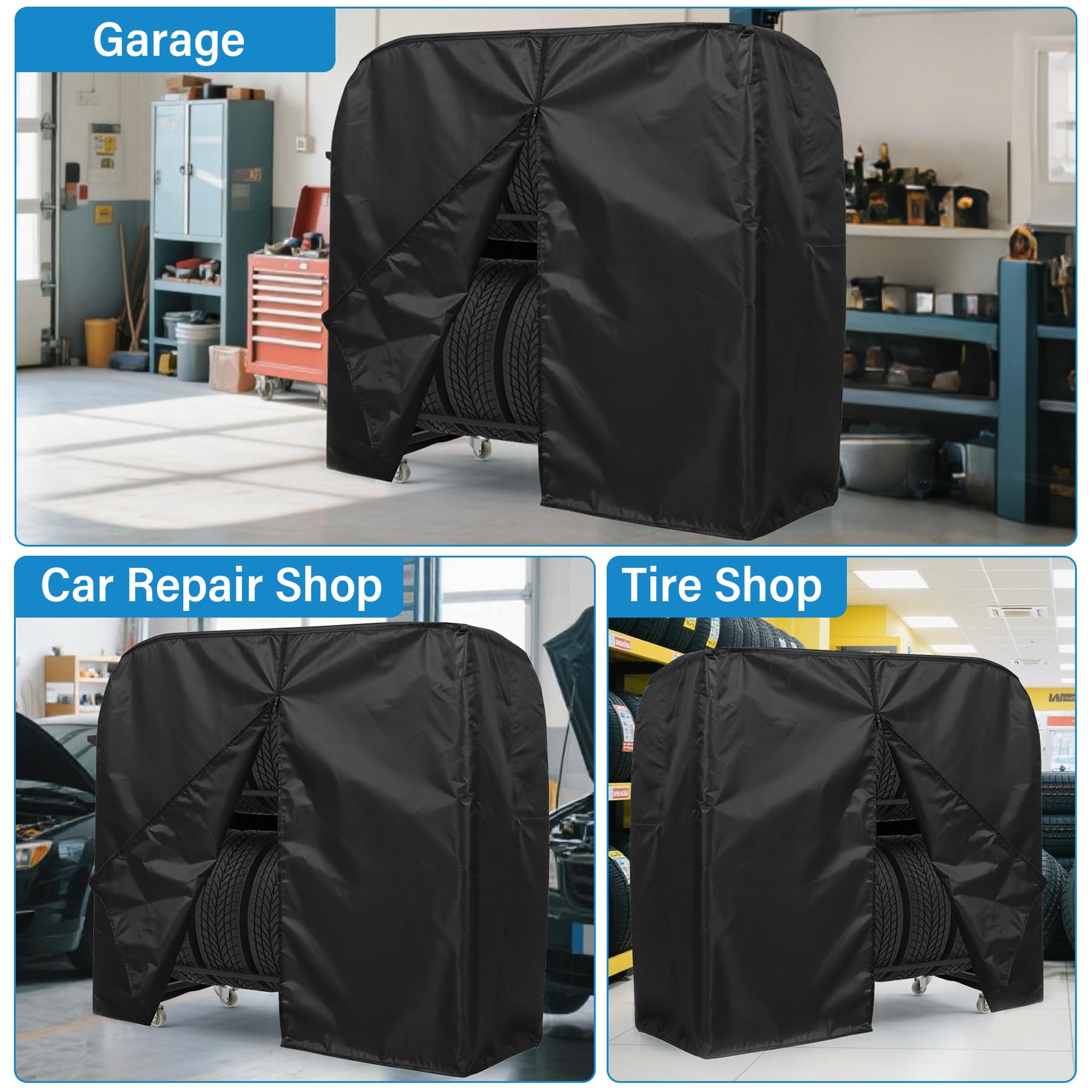 Neorexon tire storage rack in a tidy, space-saving garage setup.