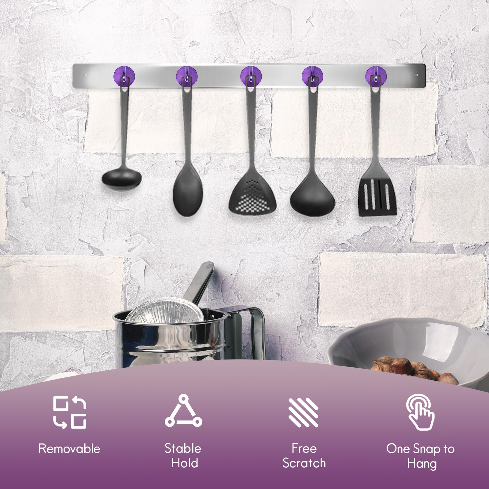 Neosmuk magnetic hook for fridge and kitchen, convenient utensil hanging.