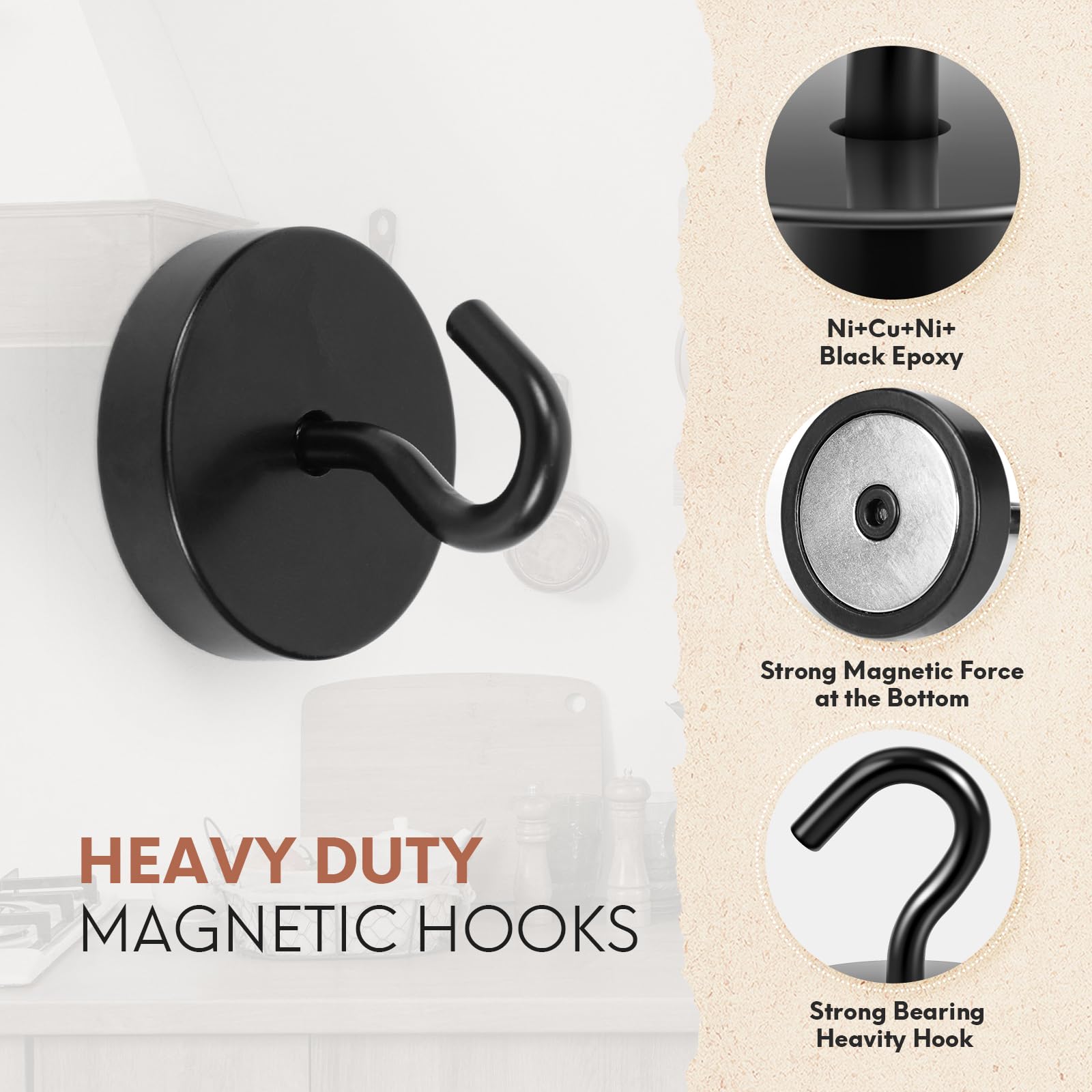 Neosmuk magnetic hook in action near a grill for organizing tools.