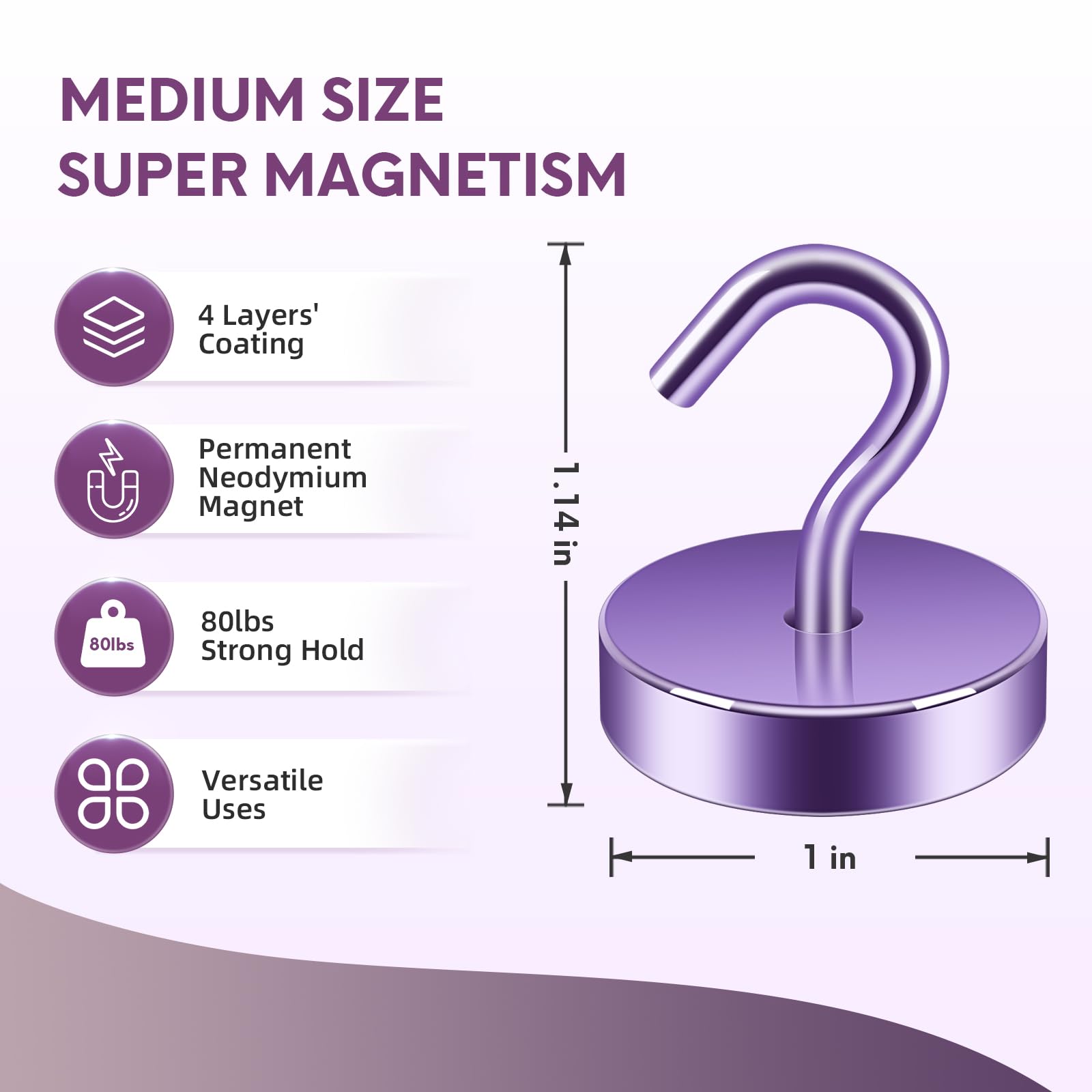 Neosmuk magnetic hook with corrosion-resistant finish for long-lasting use.