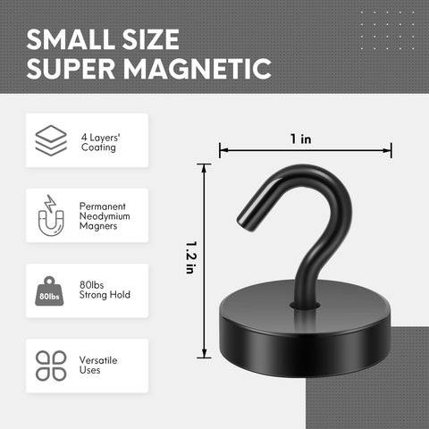 Neosmuk magnetic hooks with four-layer protective coating for a shiny, scratch-resistant finish.