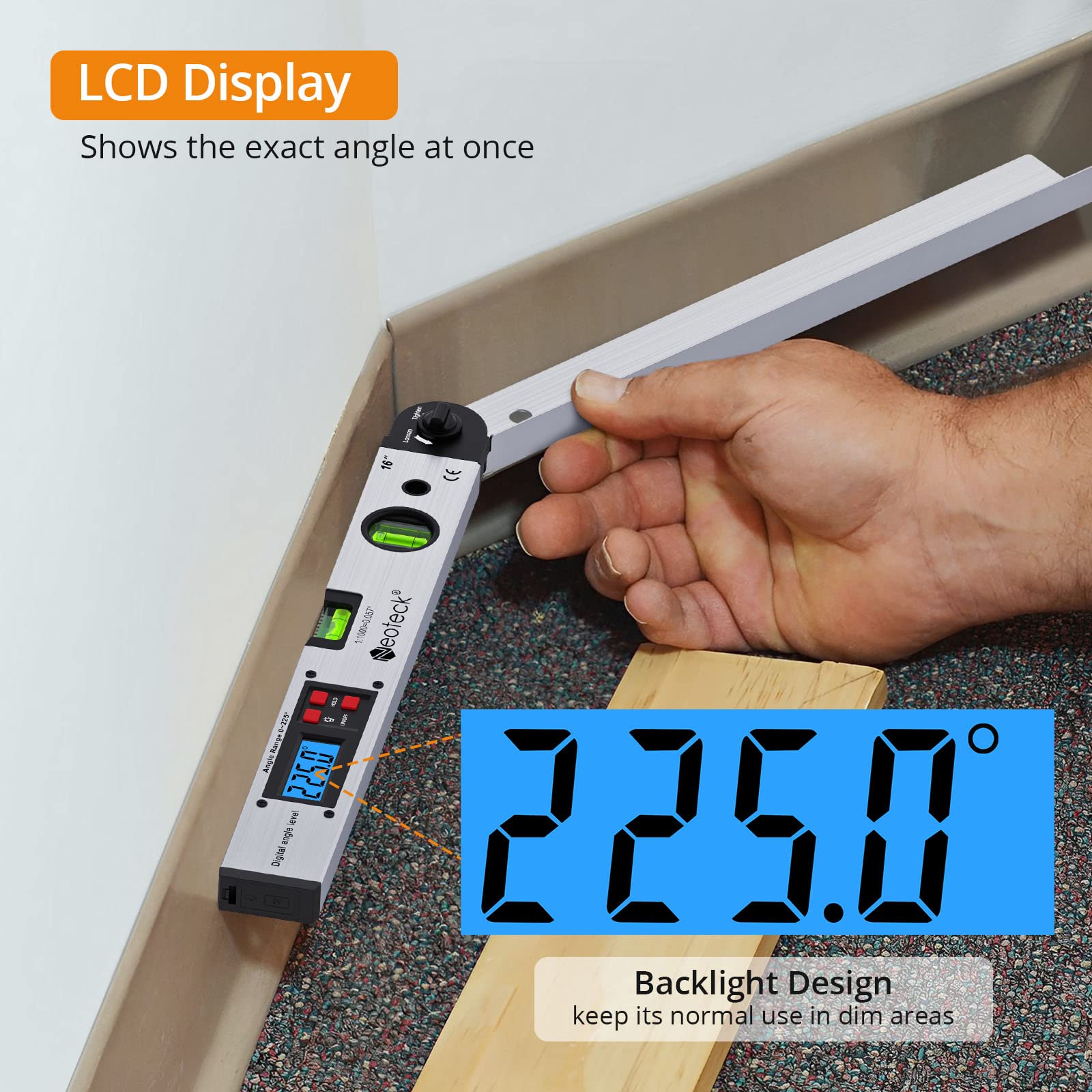 Neoteck horizontal bubble level aids plumb checks.