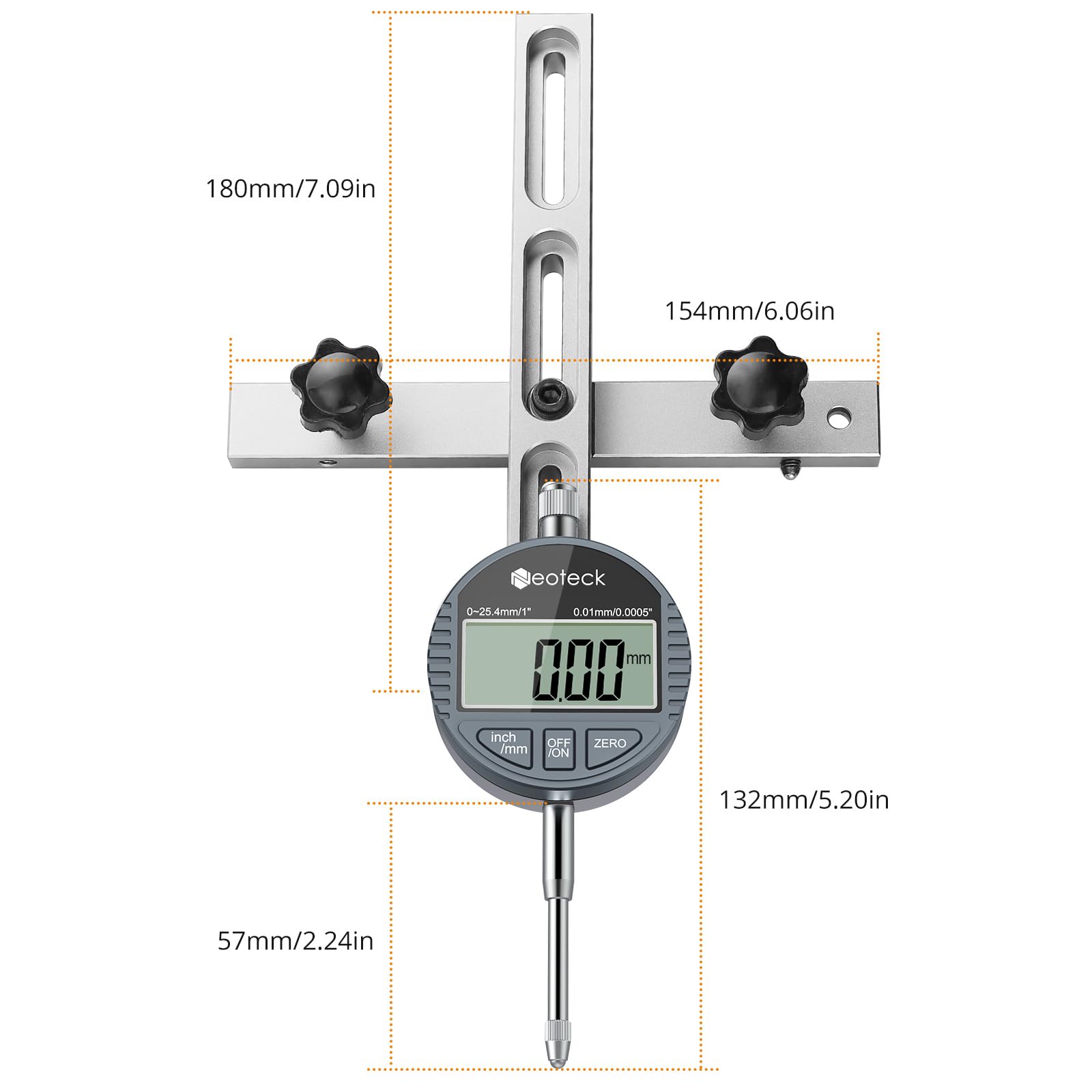 Back cover and hardware organize the gauge components for tidy use.