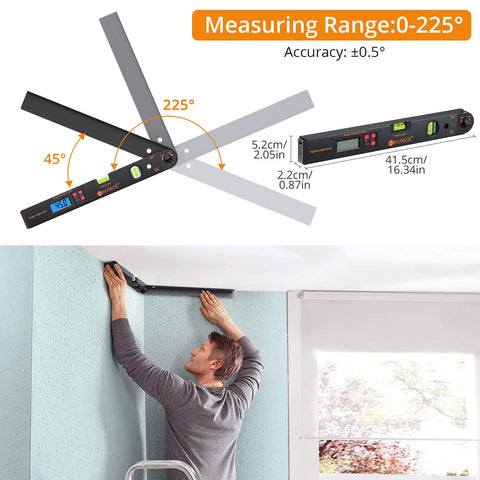 Neoteck digital angle finder delivers precise readings up to ±0.5 degrees.