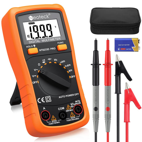 Neoteck multimeter in compact 2000-count pocket form for quick checks.