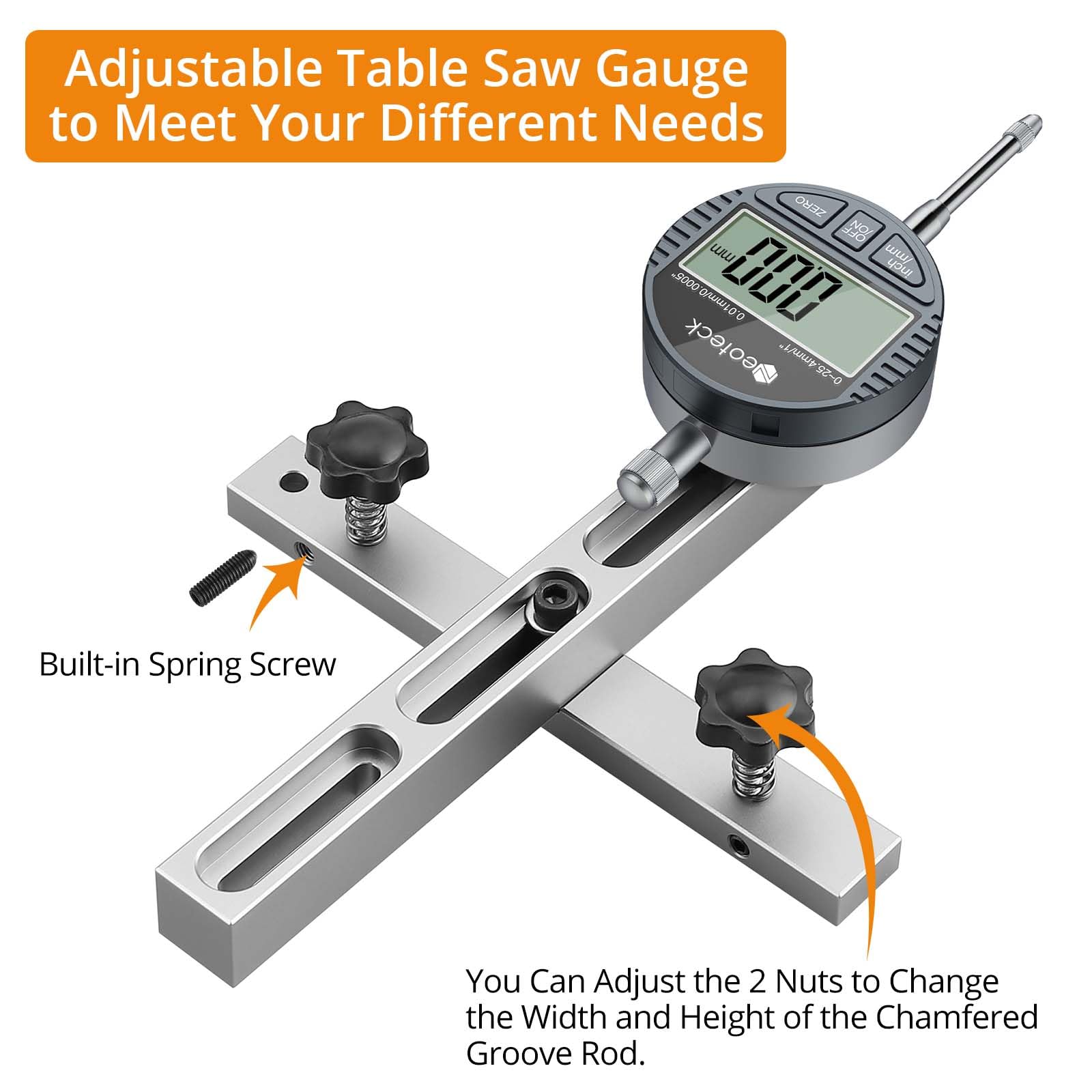 Neoteck smart bar self-adjusting design stays snug in uneven miter slots.