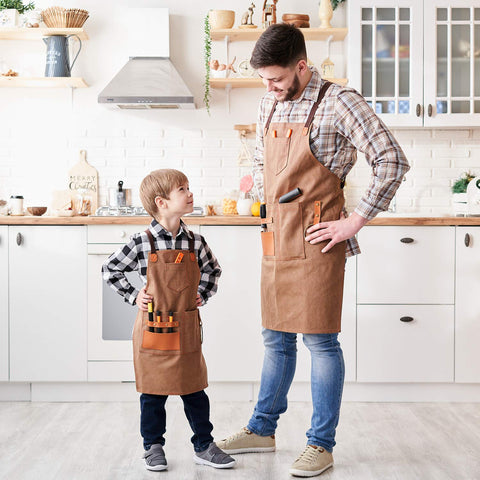 NEOVIVA heavy-duty apron offers full coverage with a bib pocket for pencils