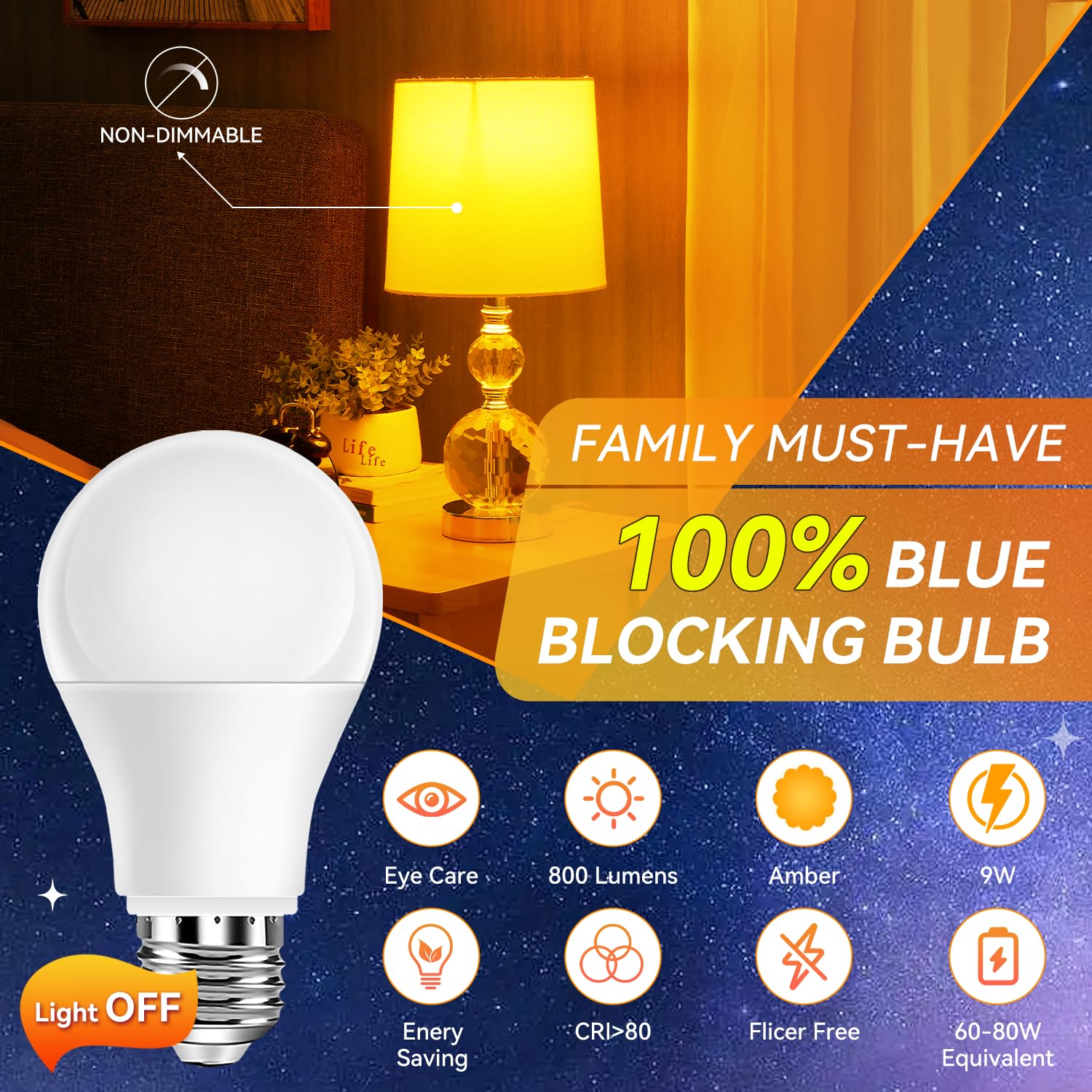 Neporal Amber Sleep Light Bulbs ambient warm glow enhances cozy evenings