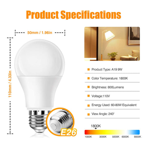 Neporal Amber Sleep Light Bulbs eye-comfort during study with flicker-free glow