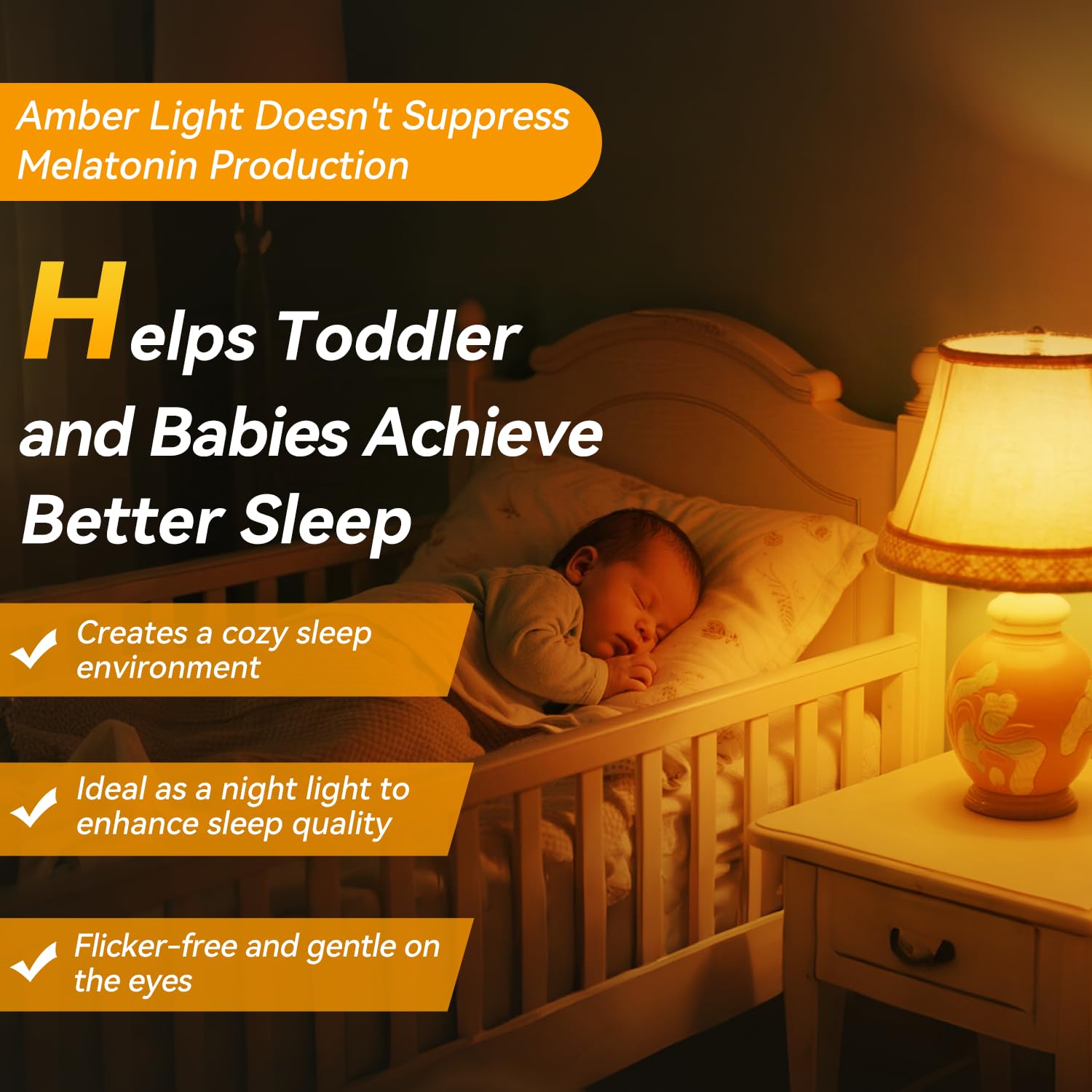 Neporal Amber Sleep Light Bulbs nursery-room use supports soothing bedtime lighting