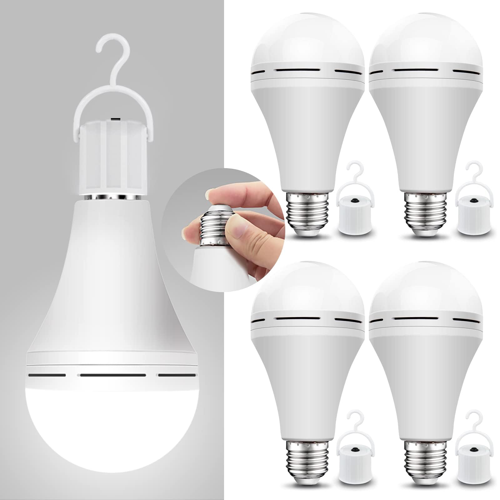 Neporal emergency bulb charging in lamp during daily use for ready power-outage lighting