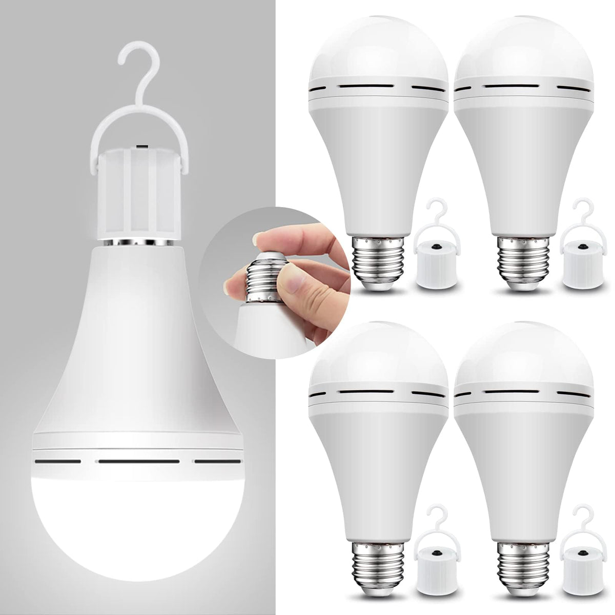 Neporal emergency bulb charging in lamp during daily use for ready power-outage lighting