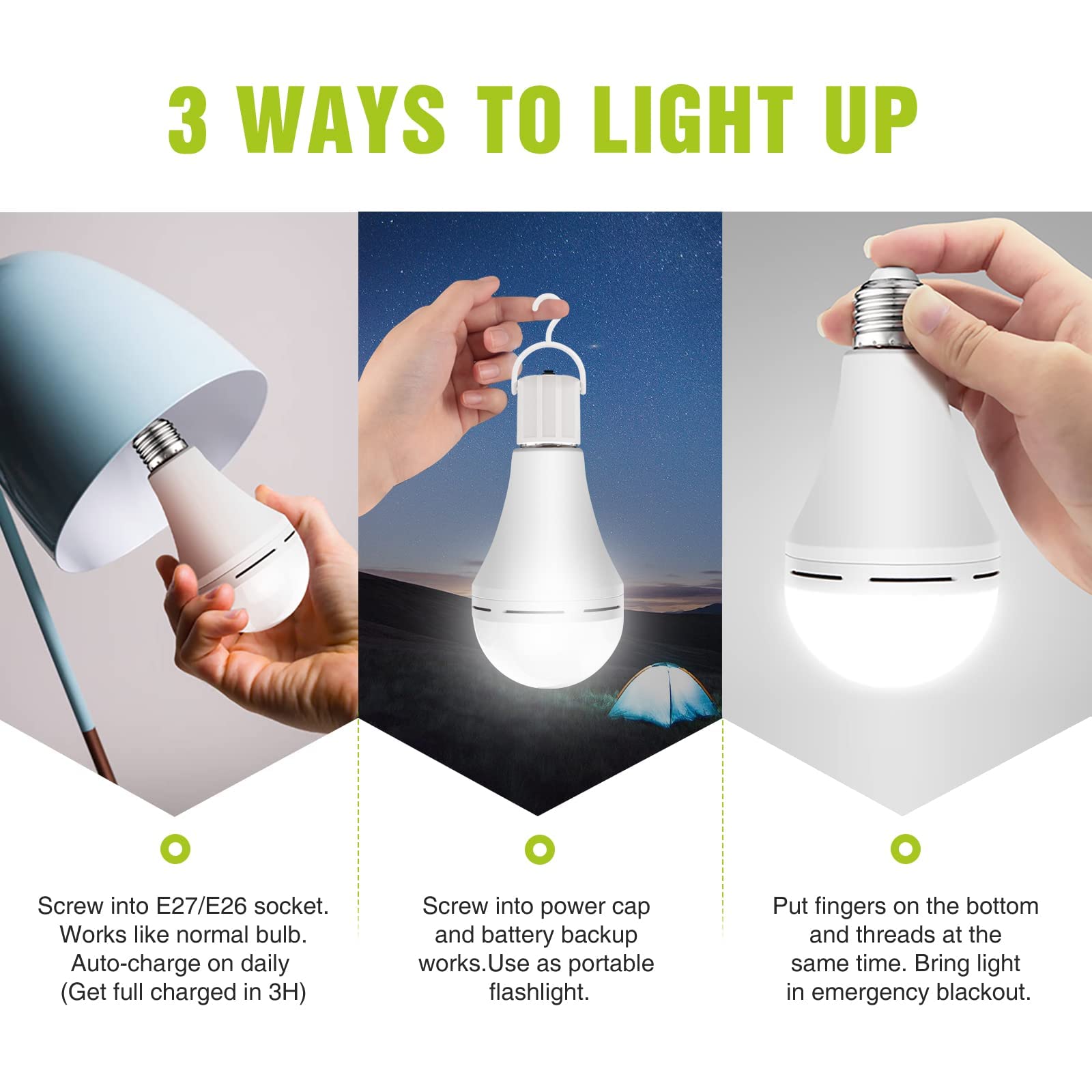 Neporal emergency bulb with E27 base compatible with most lamps