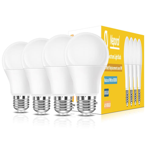 Neporal full-spectrum light bulb 6000K 4-pack provides natural daylight for bright, focused work.