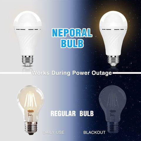 Neporal LITE bulb showing 6-7 hour backup capability for storms.