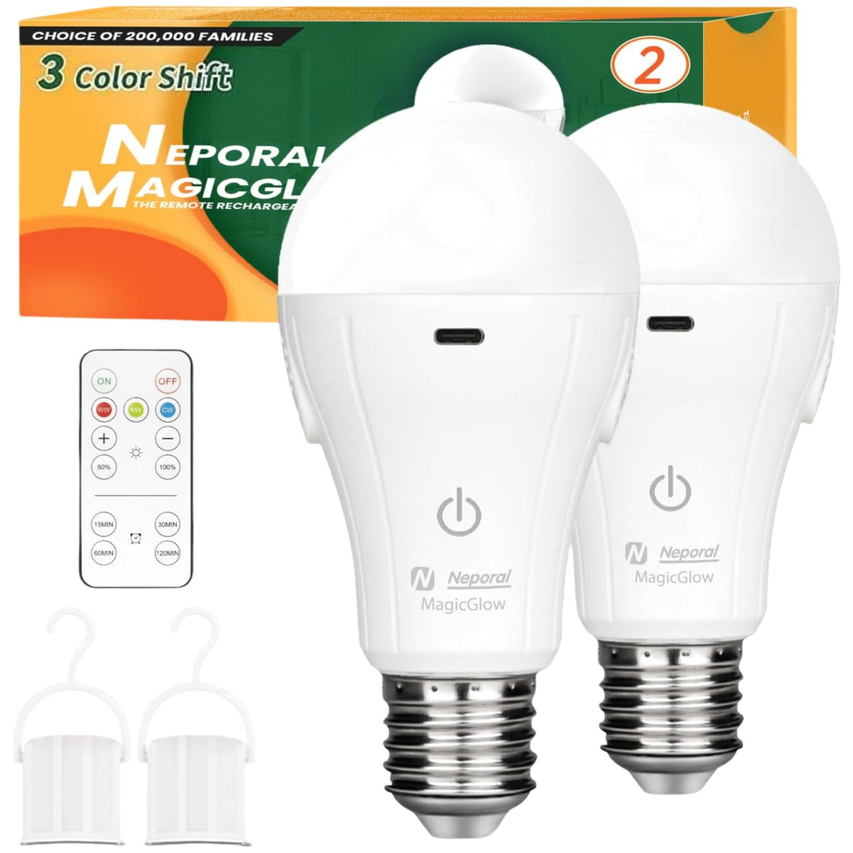 Neporal MagicGlow bulb with remote for easy lighting control.
