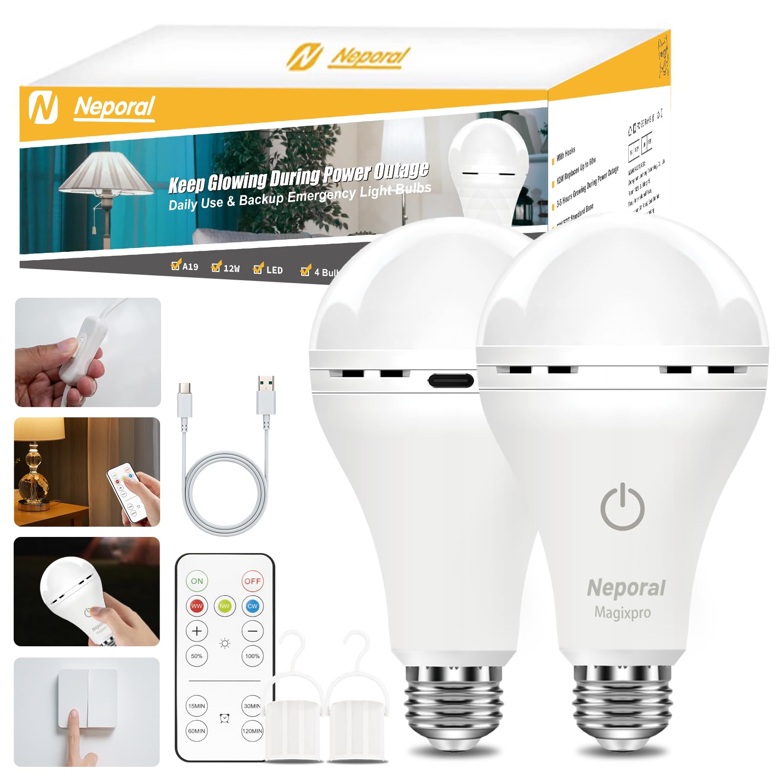 Neporal MagixPro remote-controlled bulb for hands-free lighting across the room