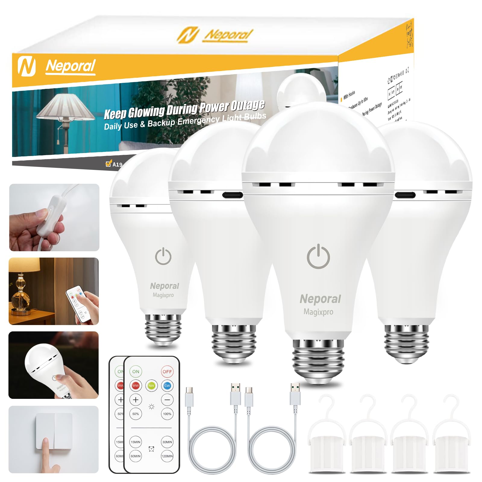 Neporal MagixPro remote-control bulb enables easy brightness adjustments from a distance.