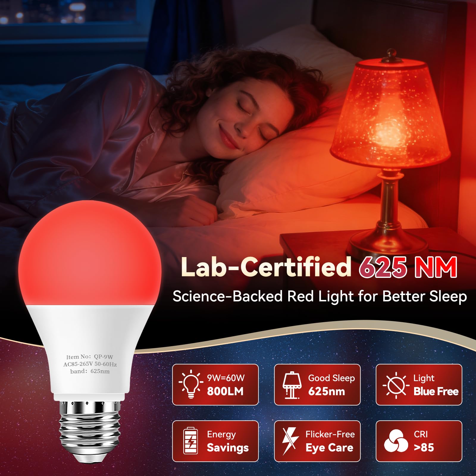 Neporal red night light bedside setup supports calm evenings and early bedtime routines.