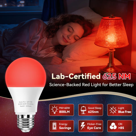 Neporal red night light bedside setup supports calm evenings and early bedtime routines.