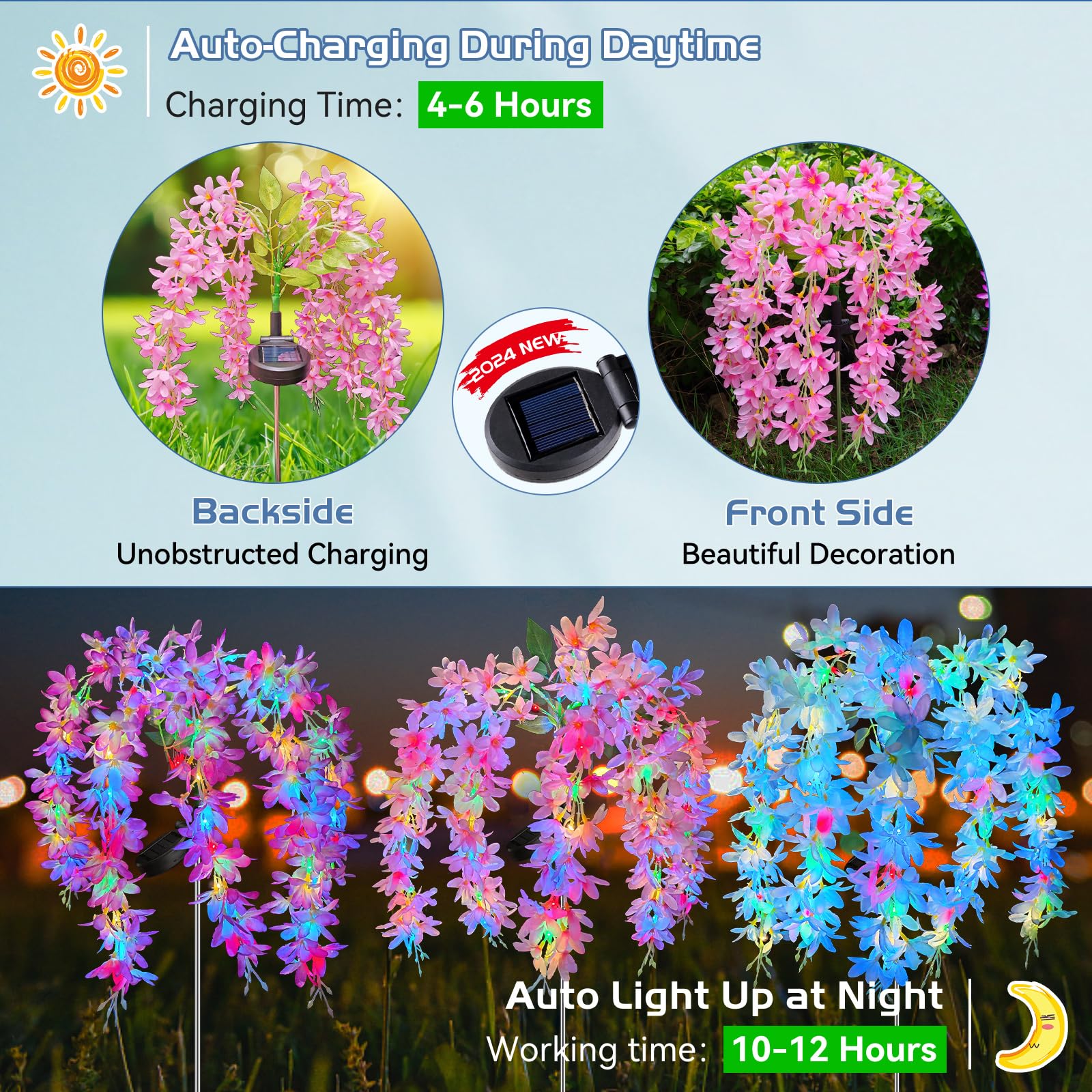 Neporal IP65 weatherproof solar lights keep your garden vibrant in rain