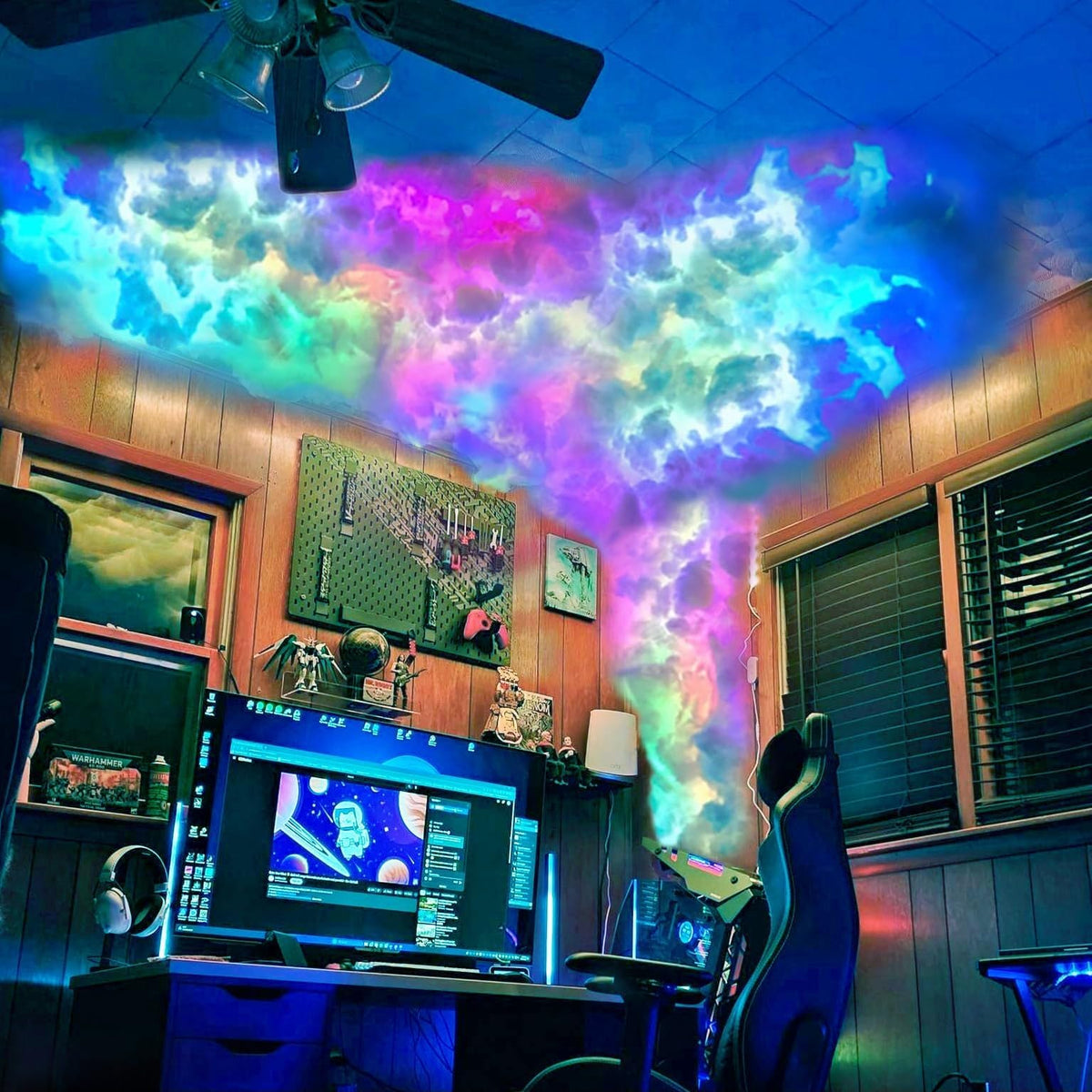 Neptten Cloud LED lighting with thundercloud shape for dramatic ceiling ambience.
