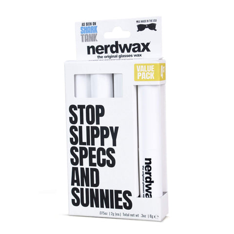 Nerdwax glasses wax 4ct pack helps keep frames secure during daily wear.