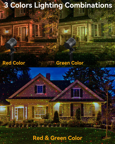 Neroupe red and green stars projection brightens the garden for festive evenings.