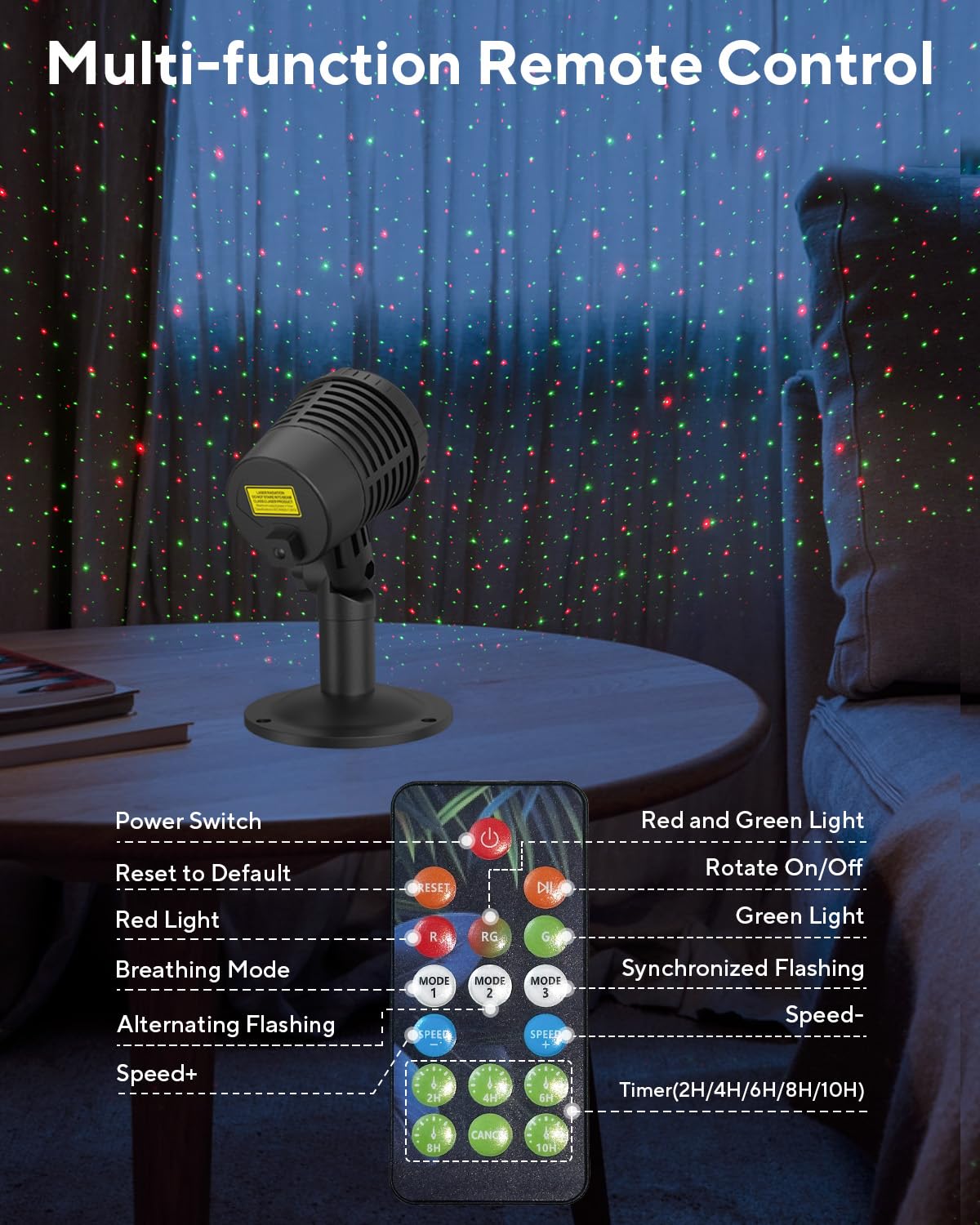 Neroupe Christmas projector can be wall or mounting attached for precise displays.