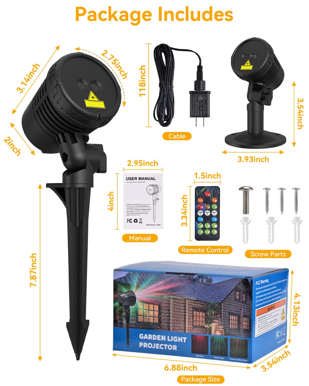Neroupe supports flexible mounting to aim projections on walls, roofs, or lawns.