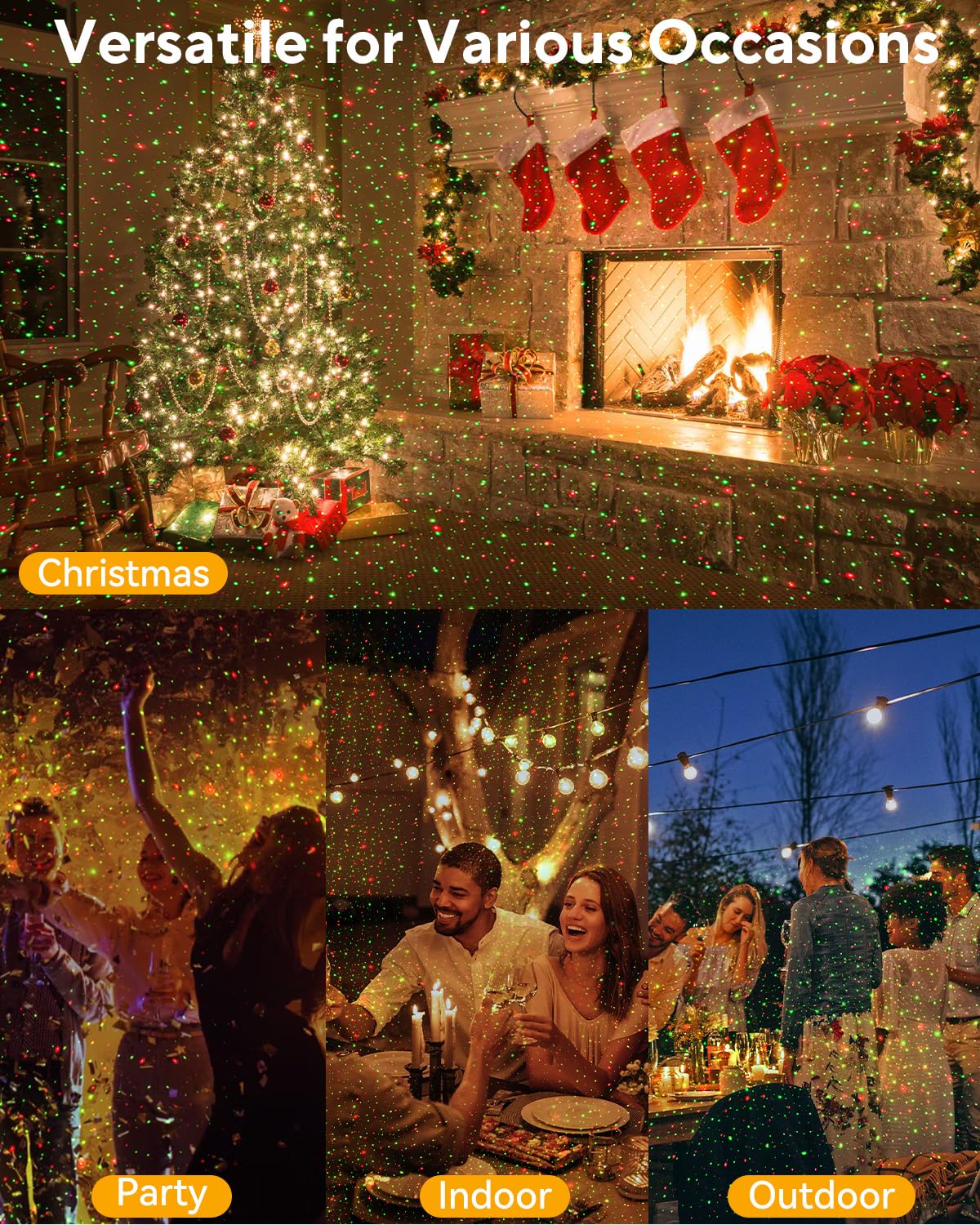 Neroupe outdoor projector is weatherproof for year‑round decoration regardless of weather.
