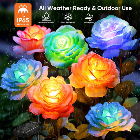 NESSTU color-changing rose stake creates vibrant evening ambiance